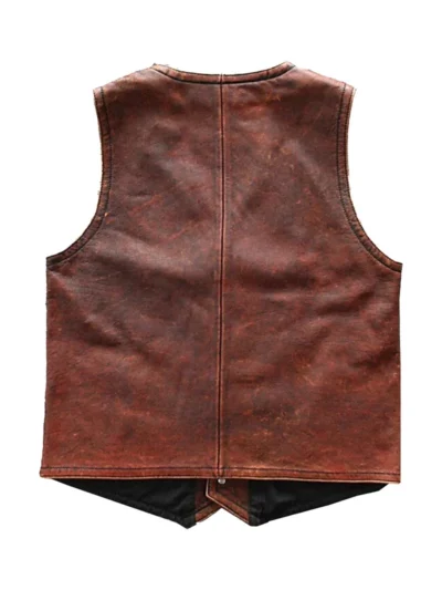 Mens Handmade Motorcycle Stylish Brown Leather Vest (1)