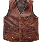 Mens Handmade Motorcycle Stylish Brown Leather Vest