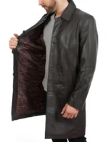 Men’s Knee Length Black Leather Coat (1)