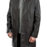 Men’s Knee Length Black Leather Coat