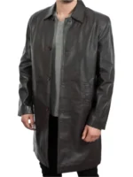 Men’s Knee Length Black Leather Coat (4)
