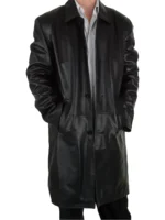 Men’s Knee Length Brown Leather Coat (1)