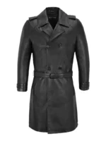 Mens Knee Length Leather Trench