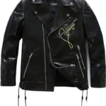Mens Printed Leather Biker Jacket