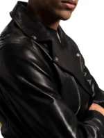 Mens Printed Leather Biker Jacket side