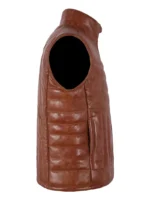 Men’s Leather Chestnut Quilted Puffer Vest Padded Waistcoat Gillet CARLOS (1)