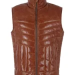 Men’s Leather Chestnut Quilted Puffer Vest