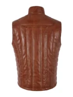 Men’s Leather Chestnut Quilted Puffer Vest Padded Waistcoat Gillet CARLOS (4)