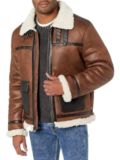 Mens Real Leather Aviator Bomber Jacket (1) - the creative leather