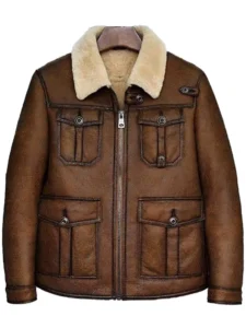 Mens Real Leather Shearling Classic Aviator Pilot Jacket - the creative leather