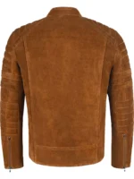 Men's Stylish Cafe Racer Inspired Fashion Jacket Retro Tan Suede Leather (4)