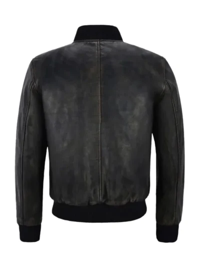 Men’s Varsity 100% Real Leather Jacket Black Bronze Vintage Classic Bomber Style (1)