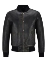 Men’s Varsity Real Leather Jacket Black - thecreativeleather.com