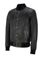 Men’s Varsity 100% Real Leather Jacket Black Bronze Vintage Classic Bomber Style (3)