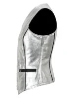 New Fashion Lambskin Slim-fit Silver Foil Waistcoat for Women - Stylish Vest Gilet 5678 (3)