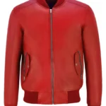 Red Leather Bomber Jacket