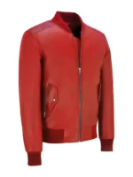 Red Leather Bomber Jacket