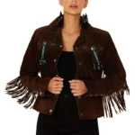 Scully Fringe And Beaded Boar Suede Leather Jacket