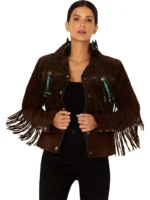 Scully Fringe And Beaded Boar Suede Leather Jacket