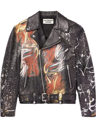 Paint Splattered Leather Jacket