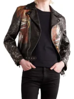 Paint Splattered Leather Jacket