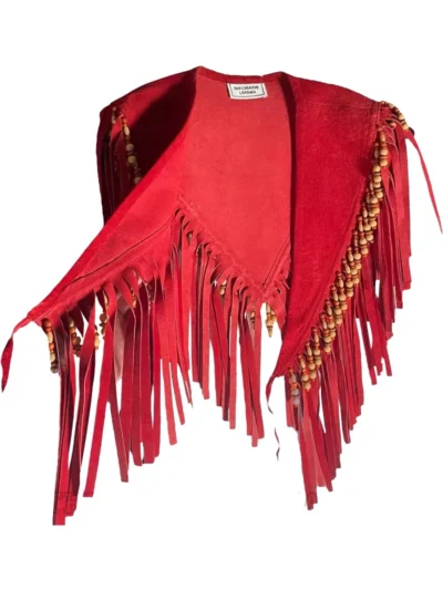 Suede Leather Fringe Biker Vest (3)