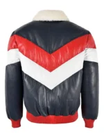 Three-Tone Real Leather Men’s V-Bomber Jacket with Fur Collar for Ultimate Warmth (1)