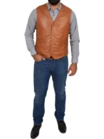 Traditional Waistcoat Petrelli Tan Mens Leather (1)