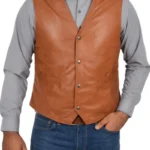 Traditional Waistcoat Petrelli Tan Mens Leather