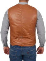 Traditional Waistcoat Petrelli Tan Mens Leather (3)