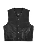 VINTAGE CLASSIC Leather Black Real BIKER COWBOY Vest 5242 (1)