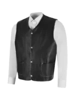 VINTAGE CLASSIC Leather Black Real BIKER COWBOY Vest 5242 (3)
