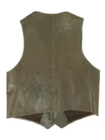 Vintage 60s Mens Brown Motorcycle Biker Leather Vest (1)