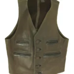 Vintage 60s Mens Brown Motorcycle Biker Leather Vest (2)