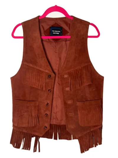 Vintage International Suede Leather Fringe Vest