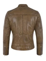 Vintage Style Fashion Jacket Light Dirty Brown Napa Leather Jacket for Women (3)