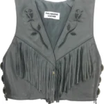 Womens Leather Fringe Vest - Fringe Leather Biker Vest