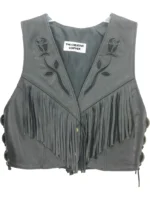 Womens Leather Fringe Vest - Fringe Leather Biker Vest