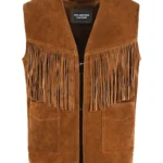 Vintage Tan Suede Fringe Leather Vest