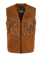 Vintage Tan Suede Fringe Leather Vest