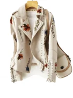 WOMEN’S EMBROIDERY SOFT LEATHER JACKET - women leather jackets