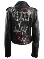WOMENS Printed BIKER LEATHER JACKET (1)