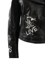 WOMENS Printed BIKER LEATHER JACKET (2)