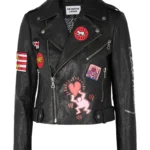 Women Fashion Printed Leather Jacket