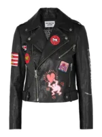 Women Fashion Printed Leather Jacket