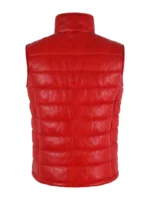 Women Lambskin Leather Sleeveless Puffer Vest with Quilted Design - Style 5630