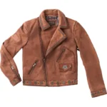 Women Moto Embroidery Leather Jacket