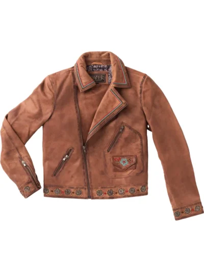 Women Moto Embroidery Leather Jacket