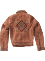 Women Moto Embroidery Leather Jacket (3)