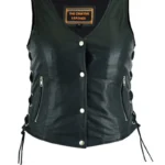Women Motorcycle Vest With Adjustable Lacing (1) - the creative leather